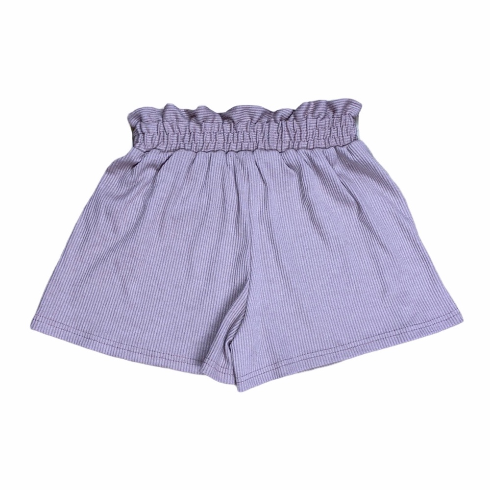Pink Ribbed Jersey Paper Bag Shorts Small